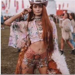 SPELL Lily Floral Kimono Wrap Top